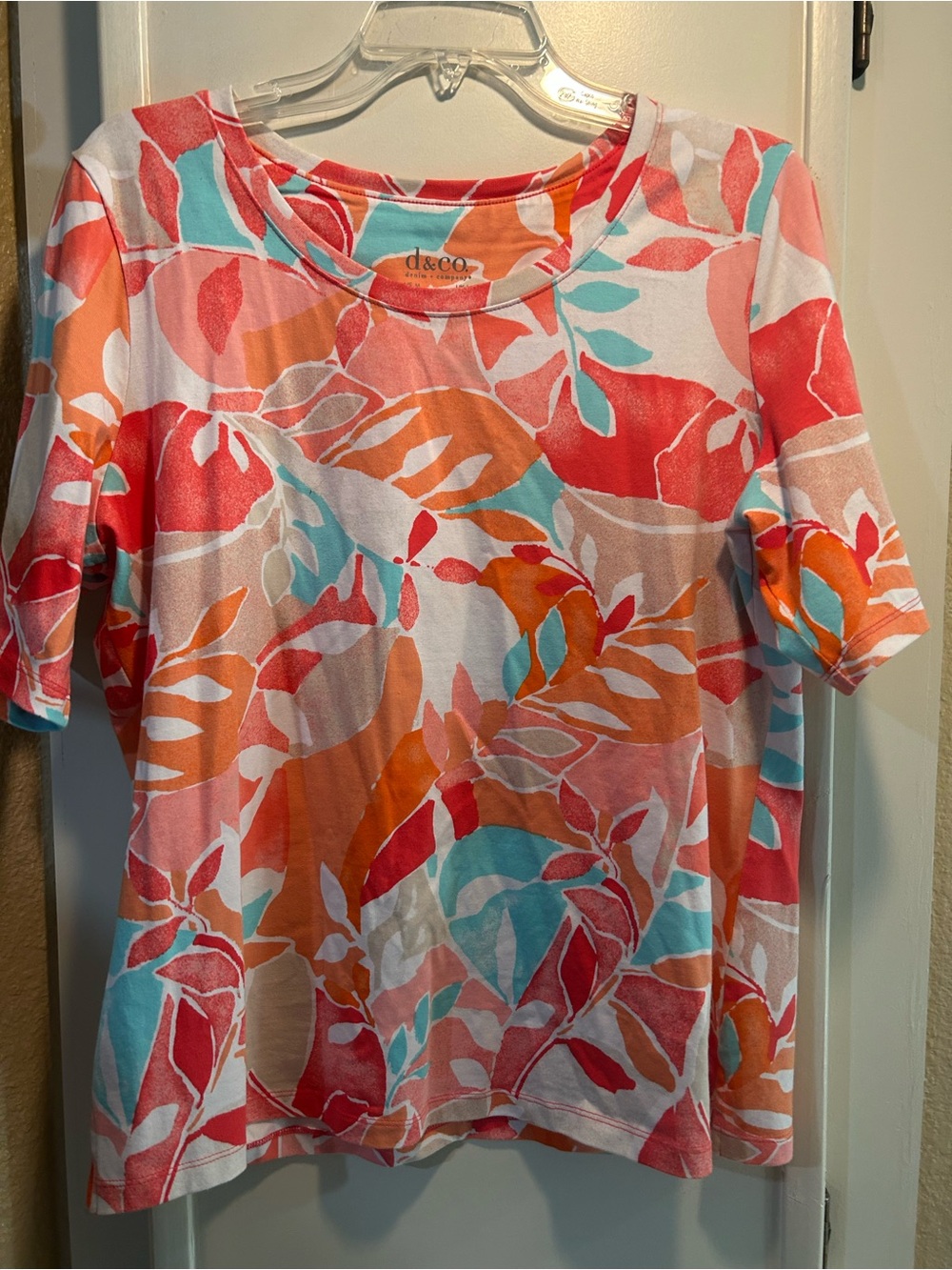 Floral Short Sleeve Tee in Coral MultiDenom &Co
